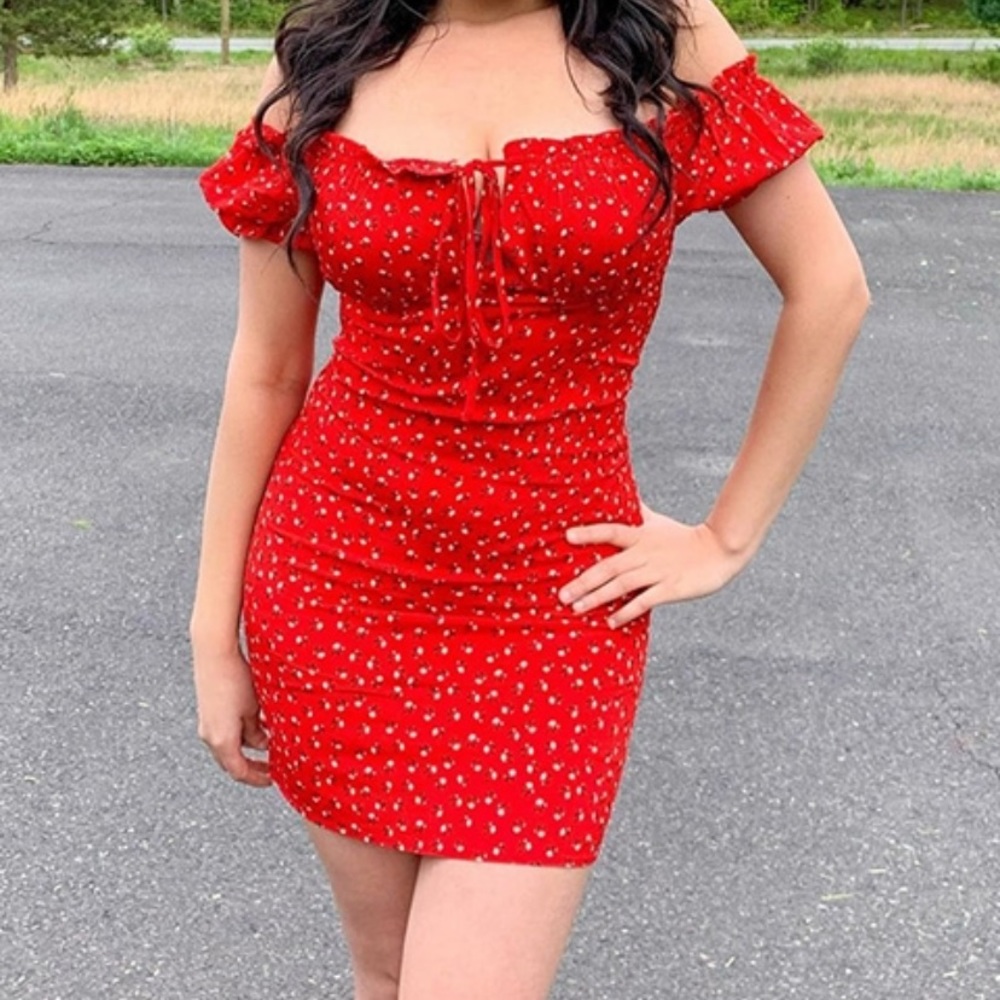 Floral Off-The-Shoulder Smocked Mini Dress